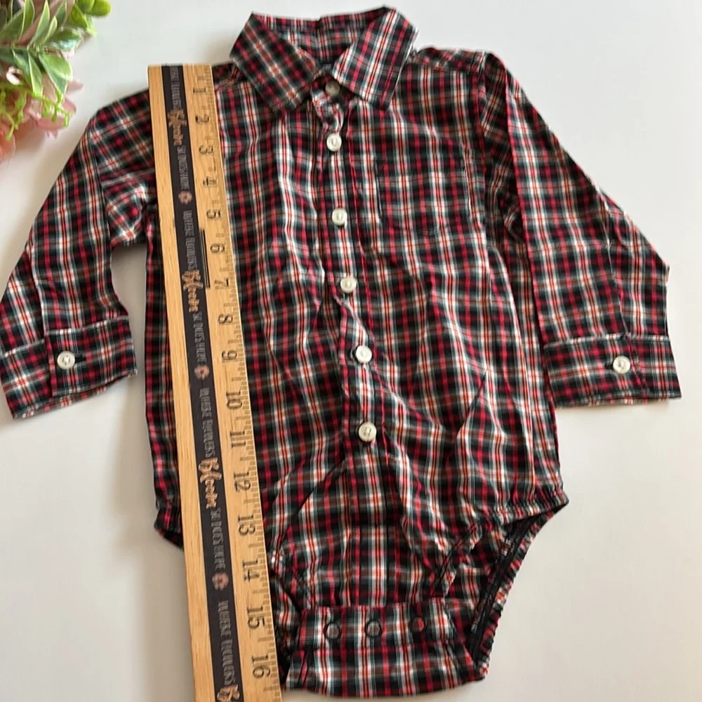 Carters Baby Boys Long Sleeve Bodysuit 12 Month Red Plaid Christmas Bodysuit 12M